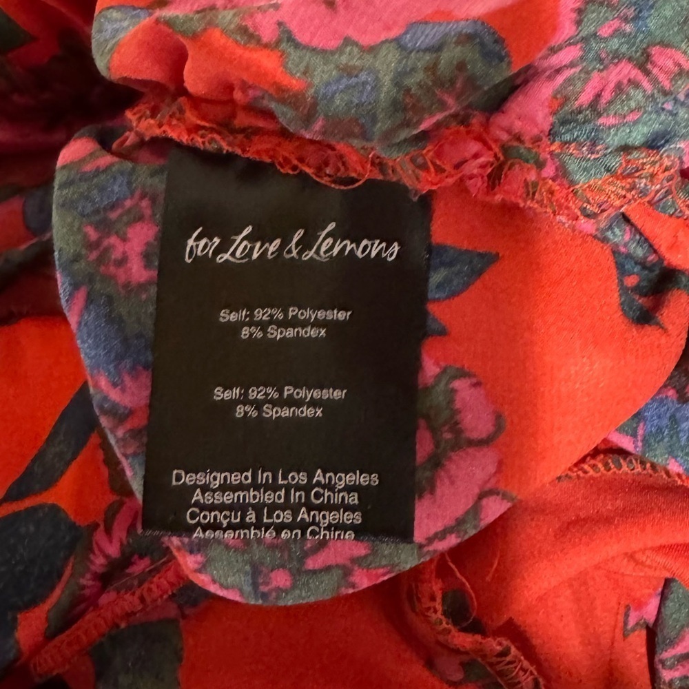 Women’s For Love & Lemons Monet floral red/pink midi dress Size XS - Picture 7 of 7
